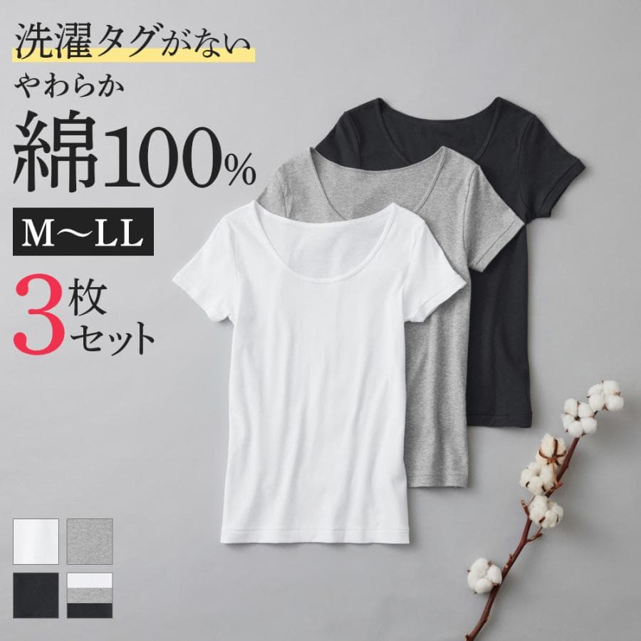 28日9時までタイムセール グンゼ 綿100％ 2分袖 インナー レディース 3枚組 下着女性 肌着 GUNZE GM00523 M LL