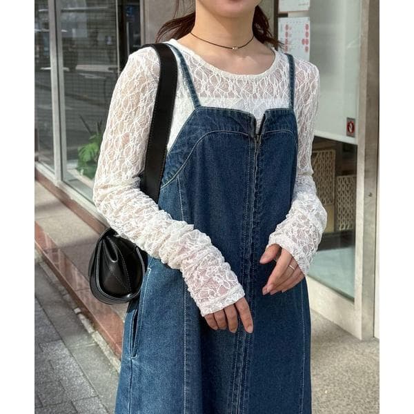 ワンピース フロントジップデニムジャンスカ