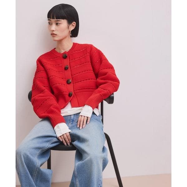 カーディガン 「WEB限定」mixパターンニットカーディガン レディース