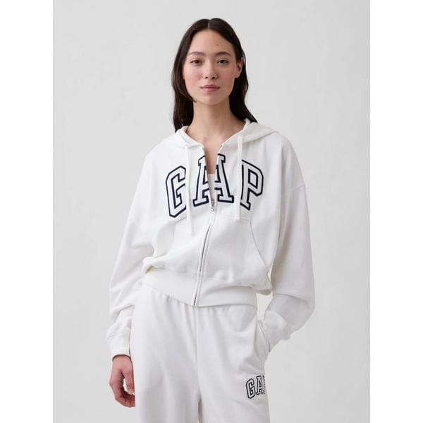 パーカー オーバーサイズ GAPロゴ フレンチテリー ジップアップパーカー レディース