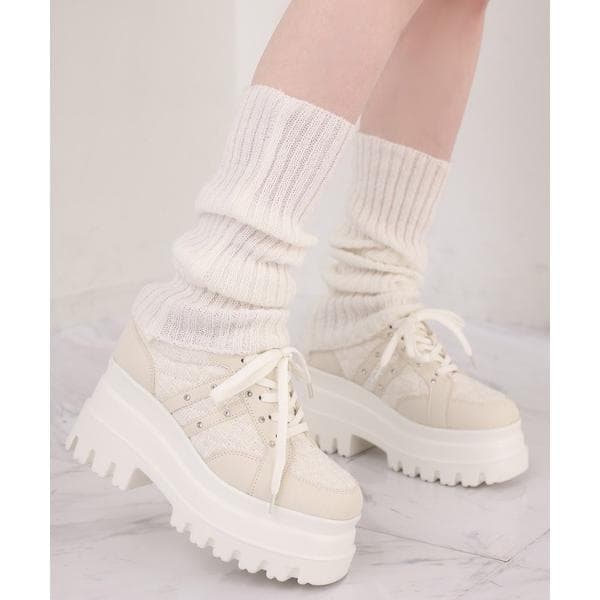 スニーカー ビジュー付きトリプルソールスニーカー レディース