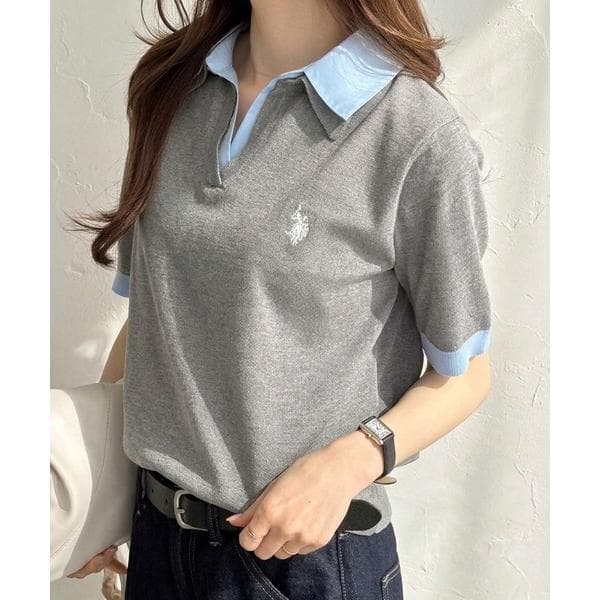 tシャツ GeeRA別注「U.S. POLO ASSN.」シャツ襟レイヤードポロニットトップス レディース