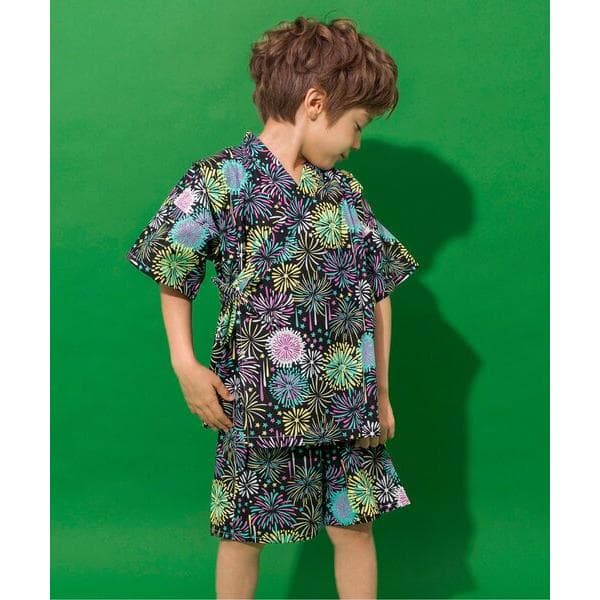 甚平 浴衣 「26年夏/すっぽり着られる」総柄BOYS甚平 キッズ 子供 男の子