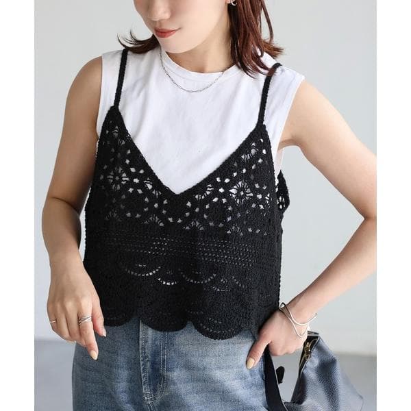 ベスト ジレ かぎ針編みキャミビスチェ レディース