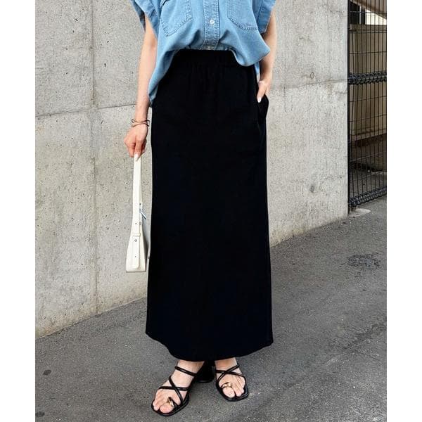 スカート 「S-XLサイズ展開/新色追加」-3kg見え！すっきりリブタイトロングスカート