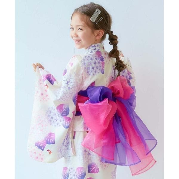 浴衣 「帯2本付きで華やか」簡単着付け ワンピースにもなる セパレート浴衣 キッズ 子供 女の子