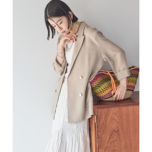 ジャケット テーラードジャケット 「ロングシーズンHIT ITEM」メッシュテーラードダブルジャケット レディース