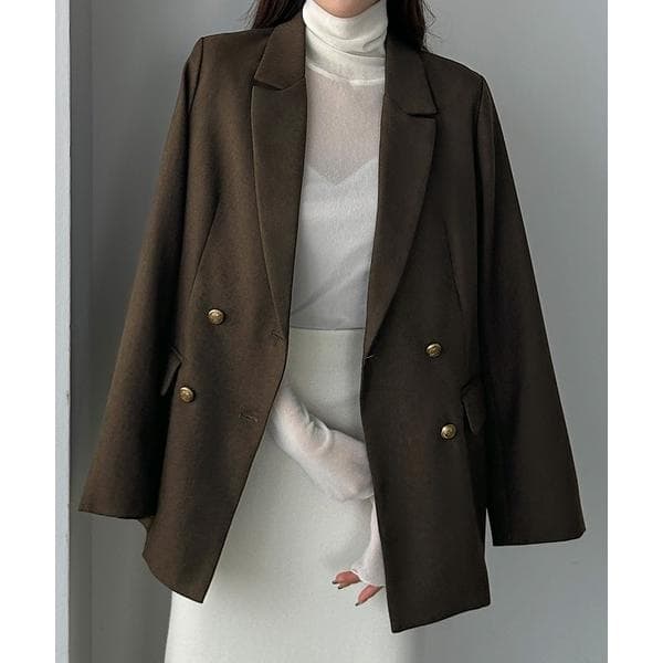 ジャケット テーラードジャケット 「無地/チェック」ゴールドボタンテーラードジャケット レディース