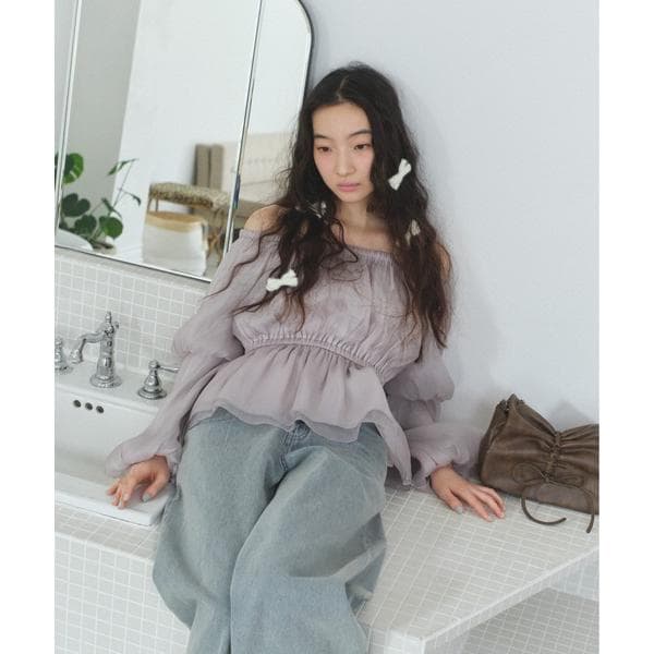 ブラウス シャツ シアーオフショルデザインブラウス　323296 レディース