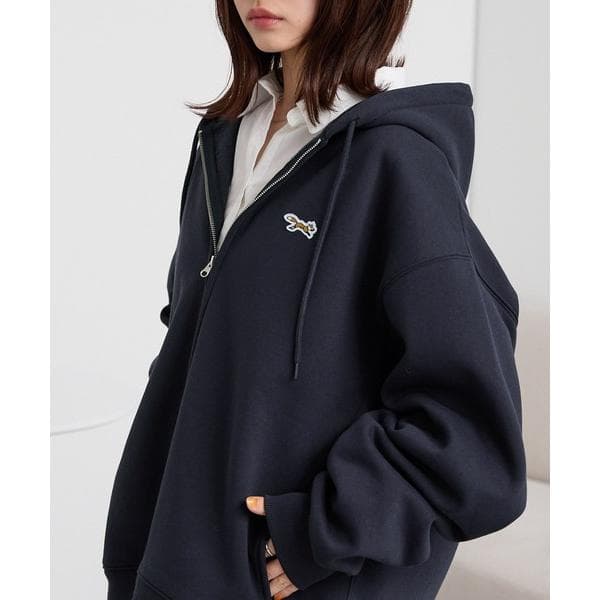 パーカー PENNEYS/ペニーズ 別注 THE FOX ロゴ ワンポイントワッペン刺繍オーバーサイズジップパーカー レディース メンズ