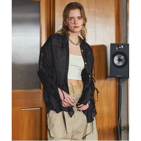 ブラウス シャツ Oversize Shear Ribbon Shirt/オーバーシアーリボンシャツ レディース