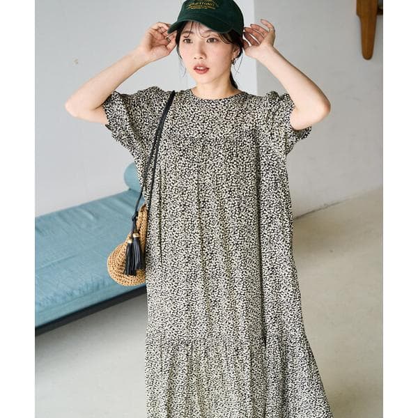 ワンピース 限定展開　花柄 マキシ 半袖 ワンピース