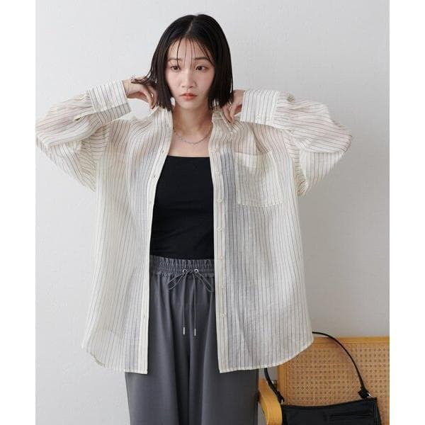 ブラウス シャツ 「WEB限定」シアーストライプシャツ レディース