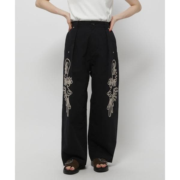 パンツ モチーフコード刺繍パンツ レディース