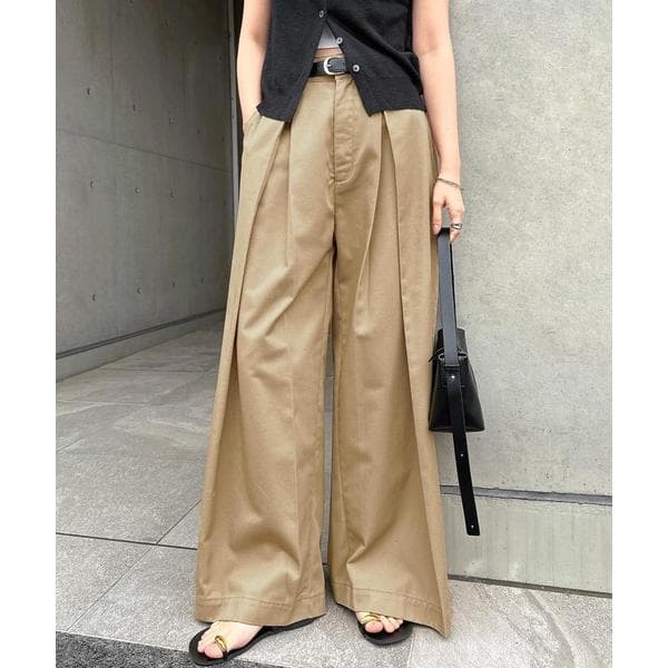 チノパン ツイルタックチノワイドパンツ レディース