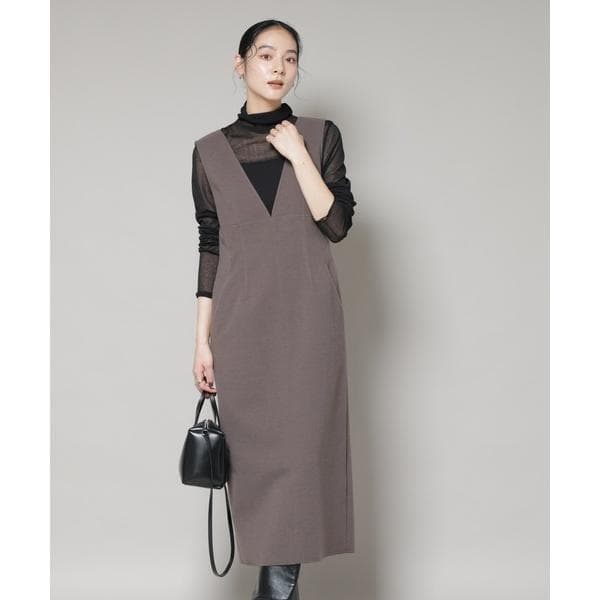 ワンピース ニードルジャージーVネックワンピース