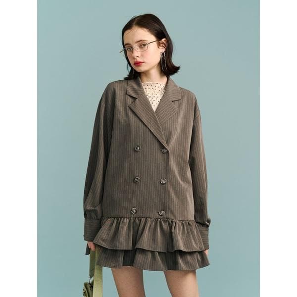 ワンピース ヘムフリルトレンチミニワンピース 春服　レンチコート