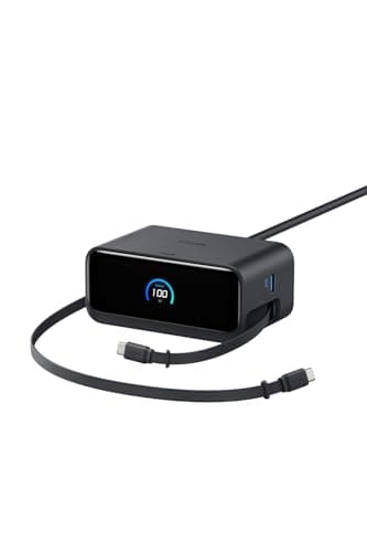 Anker Nano Charging Station (7-in-1, 100W, 巻取り式 USB-C ケーブル) (USBタップ 電源タップ) 【PSE技術基準適合】MacBook iPad iPhone Galaxy Android ブラック