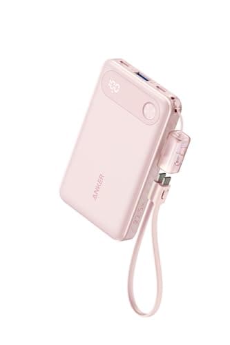 Anker Power Bank (10000mAh, 22.5W) 【アップグレード版】(モバイルバッテリー 10000mAh 最大22.5W出力 USB-C & USB-C ケーブル付属 ディスプレイ搭載) 【PD/PowerIQ搭載/PSE技術基準適合】iPhone 17 / 16 / 15 Android iPad その他各種機器対応 (ピンク)