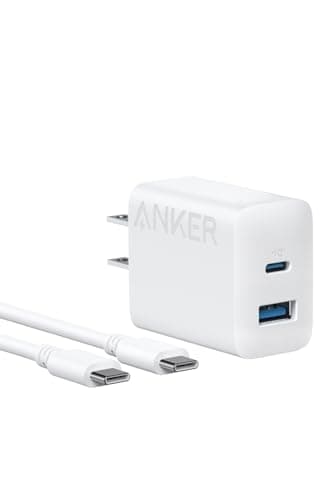 Anker Charger (20W, 2-Port) with USB-C ＆ USB-C ケーブル 20W USB-C＆USB-Cケーブル付属 2ポート急速充電器)【PSE技術基準適合/USB PD対応/PowerIQ搭載/コンパクトサイズ】 Android スマートフォン iPad その他 各種機器対応 (ホワイト)