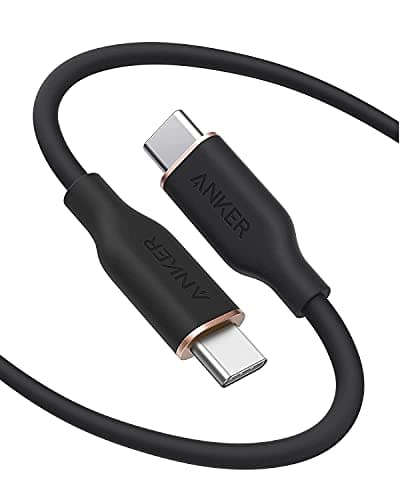 Anker PowerLine III Flow USB-C & USB-C ケーブル Anker絡まないケーブル PD対応 シリコン素材採用240W (1.8m ミッドナイトブラック)