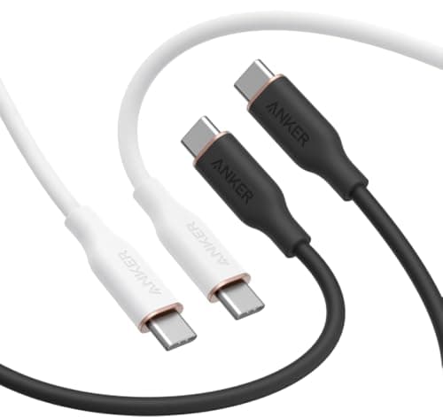 Cáp USB-C to USB-C Anker PowerLine III Flow, dài 1.8 m, bộ 2 sợi, đen và trắng