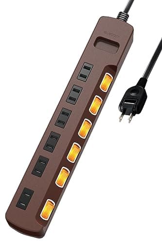 エレコム 電源タップ コンセント 雷ガード 個別スイッチ ほこりシャッター付 6個口 3m ブラウン T-K6A-2630BR