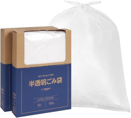by Amazon ごみ袋 半透明 シャカシャカタイプ 30L 200枚(100枚×2箱)