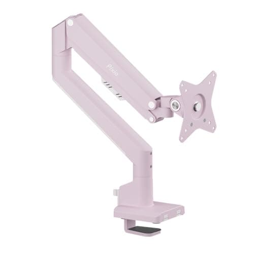 Pixio モニターアーム PS1S Wave ピンク シングル 17-32インチ VESA 耐荷重9kg ガススプリング式 桃 クランプ
