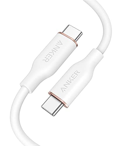 Anker PowerLine III Flow USB-C & USB-C ケーブル Anker絡まないケーブル 240W 結束バンド付き USB PD対応 シリコン素材採用 iPhone 17 / 16 / 15 Galaxy iPad Pro MacBook Pro/Air 各種対応 (0.9m クラウドホワイト)