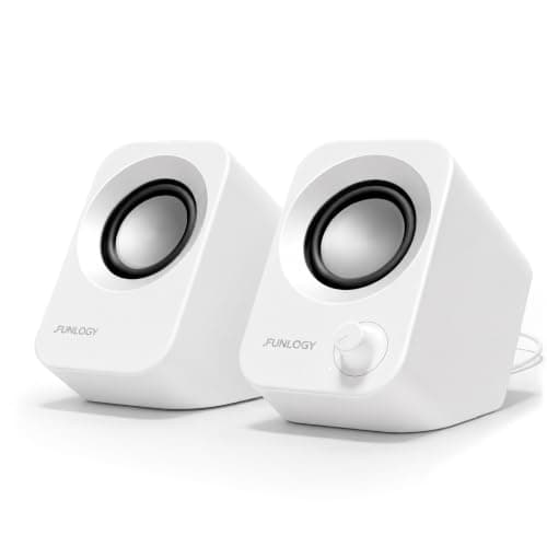 FUNLOGY 14W Stereo Speaker USB Powered AUX 3.5mm Input White