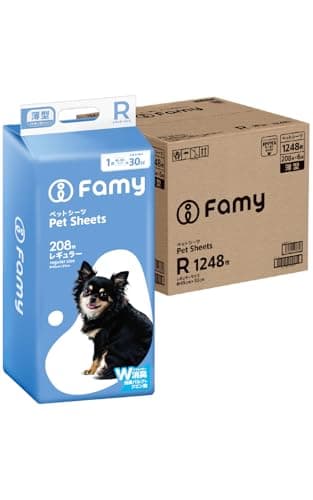 Famy ファミー ペットシーツ 大容量 W消臭 うす型 レギュラー 1248枚入り(208枚入り×6) 1回使い切りタイプ JPPMA認証