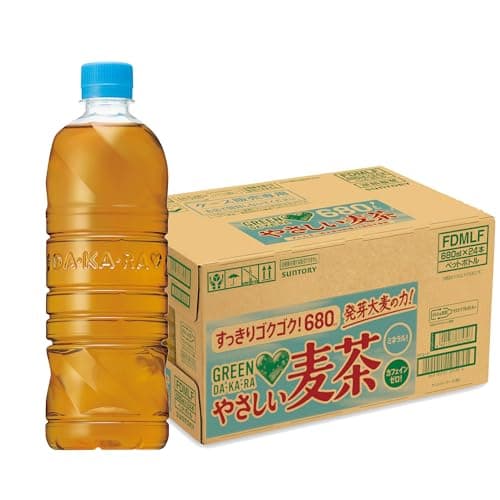 サントリー グリーンダカラ やさしい麦茶 ラベルレス お茶 麦茶 ペットボトル 680ml ×24本 　送料無料