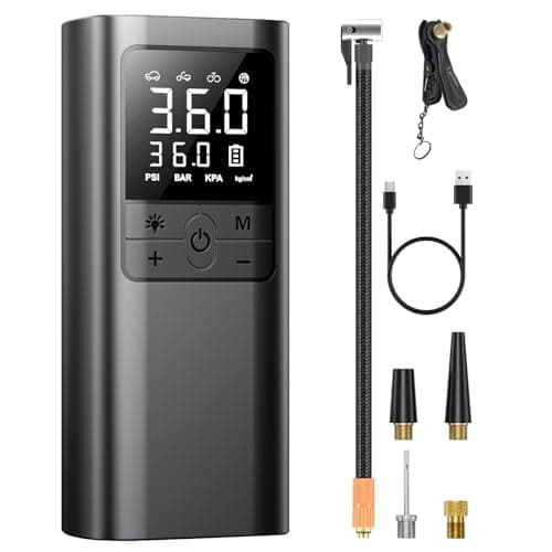 自転車 空気入れ 電動 電動空気入れ バイク 車 用 コードレス 6000mAh 大容量バッテリー 仏/英/米式バルブ対応 自動停止 低騒音 エアポンプ