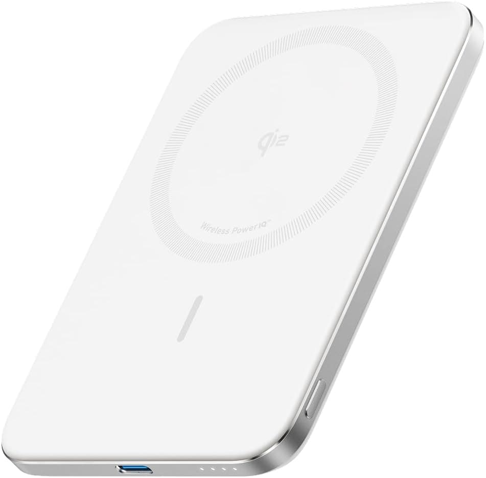 Anker Nano Power Bank (5000mAh, MagGo, Slim) Qi2認証 ワイヤレス充電 最大出力15W MagSafe対応 マグネット式ワイヤレス充電対応 コンパクト 薄型 8.6mm 小型 iPhone 17 / 16 / 15シリーズ / Air 対応 (ホワイト)