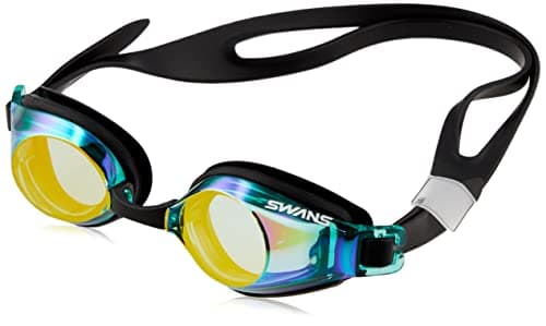 [スワンズ] 日本製 スイミングゴーグル SJ-24M G/OR グリーン×フラッシュオレンジミラー 子供用 6歳~12歳 ミラーレンズ