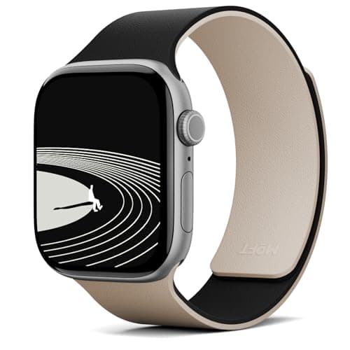 MOFT【公式直営店】アップルウォッチ用バンド マグネット シリコン Apple Watch対応バンド スポーツ 交換ベルト 軽量 通気性 防汗 マグネット留め具付き コンパチブル S11/S10/S9/S8/S7/S6/S5/S4/S3/S2/S1/SE/SE2/SE3 に適用 38mm 40mm 41mm 42mm（ジェットブラックxサンドベージュ）