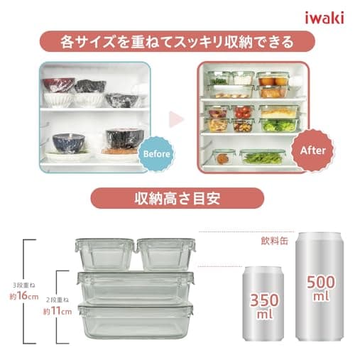 iwaki Heat-Resistant Glass Storage Container Cool Gray System Set Pack & Range PC-PRN7GY2 2