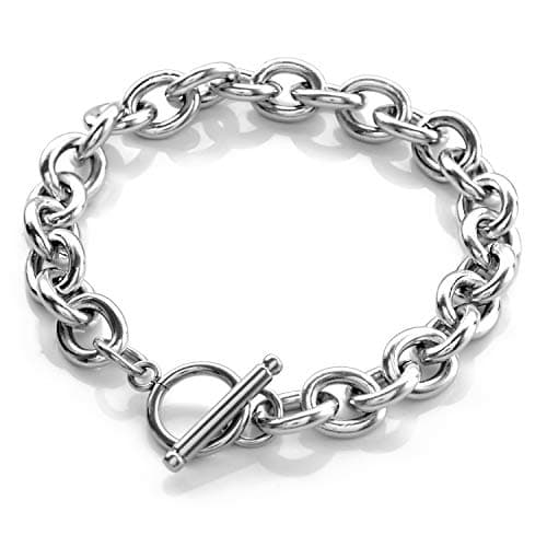 SEIYA INTERNATIONAL Stainless Mantel Chain Bracelet Silver 10mm Width 21cm Length