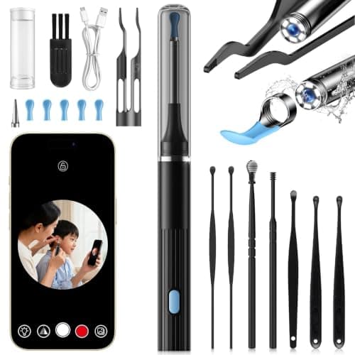 FUUJOY Ear Pick Camera 6LED WiFi Connection 3.5mm Thin Lens Ear Hook & Tweezers 30MP