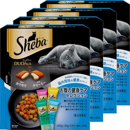 Thức ăn khô cho mèo trưởng thành Healthy Belly Care Selection Sheba Duo Plus 200g (20g×10 gói)×4 hộp