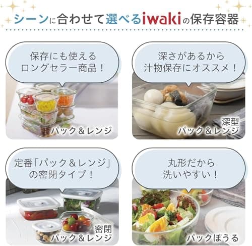 iwaki Heat-Resistant Glass Storage Container Cool Gray System Set Pack & Range PC-PRN7GY2 6