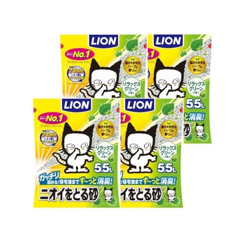LION Cat Litter Odor-Removing Litter Relax Green 5.5L×4 Bags For Automatic Cat Toilets