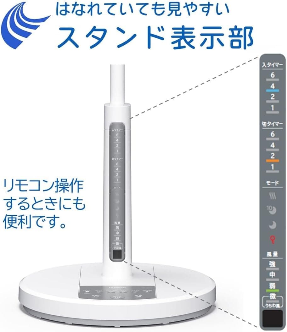 【Amazon.co.jp限定】扇風機 リビング用 ACモーター うちわ風 8枚羽根 風量4段階 首振り リモコン付 HEF-130R2 日立 6