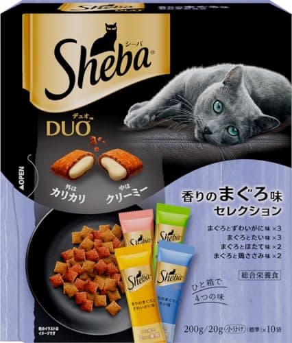 シーバ (Sheba) デュオ 香りのまぐろ味セレクション 成猫用 200g(20g×10袋)×12個 キャットフード [大容量・総合栄養食・下