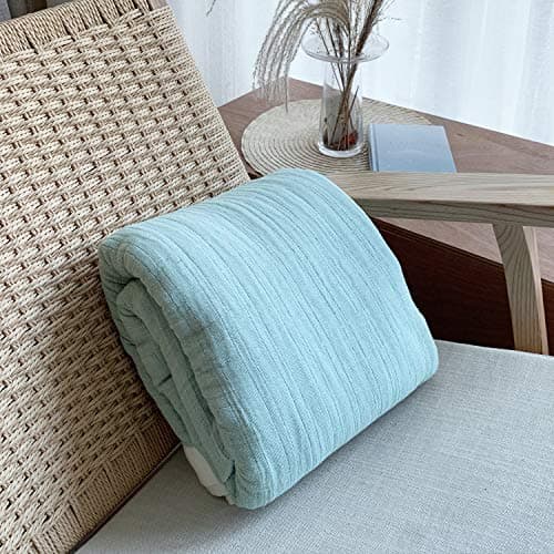 Ｖａｎｘｉｎｇ Gauze Blanket Single 4-Layer Woven 100% Natural Cotton Reversible 150×200cm (Solid, Green) 8