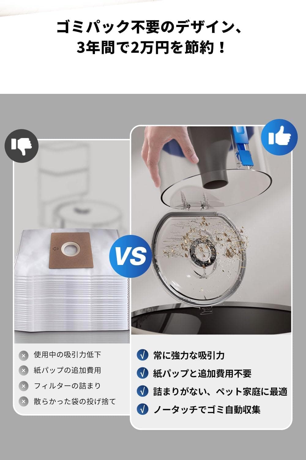 【最新 サイクロン式】 ECOVACS(エコバックス) DEEBOT N20 PRO PLUS ロボット掃除機 水拭き両用 8000Pa強力吸引 毛絡み除去システム 振動モップ 自動ゴミ収集 マッピング 障害物回避 ゼロタングル アプリ操作 落下・衝突防止 Alexa対応 清掃予約 お掃除ロボット ホワイト 3