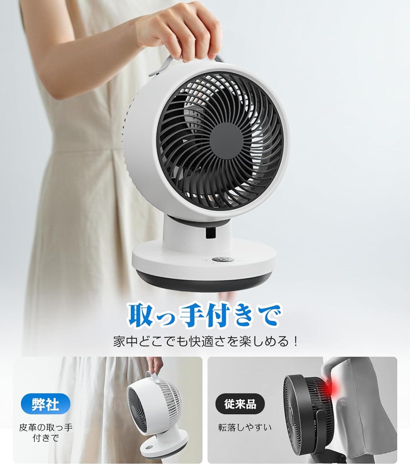 サーキュレーター DCモーター 【2026 先行発売モデル＆節電対策】扇風機 兼用 さーきゆれーたー 360度回転 静音 強力送風 6段階風量調節 小型 省エネ リモコン付き 予約機能/タイマー付き メモリー機能 換気/空気循環/部屋干し 梅雨除湿 衣類乾燥 冷房/暖房 組み立て簡単 6-30畳対応 日本語取扱説明書付き 9