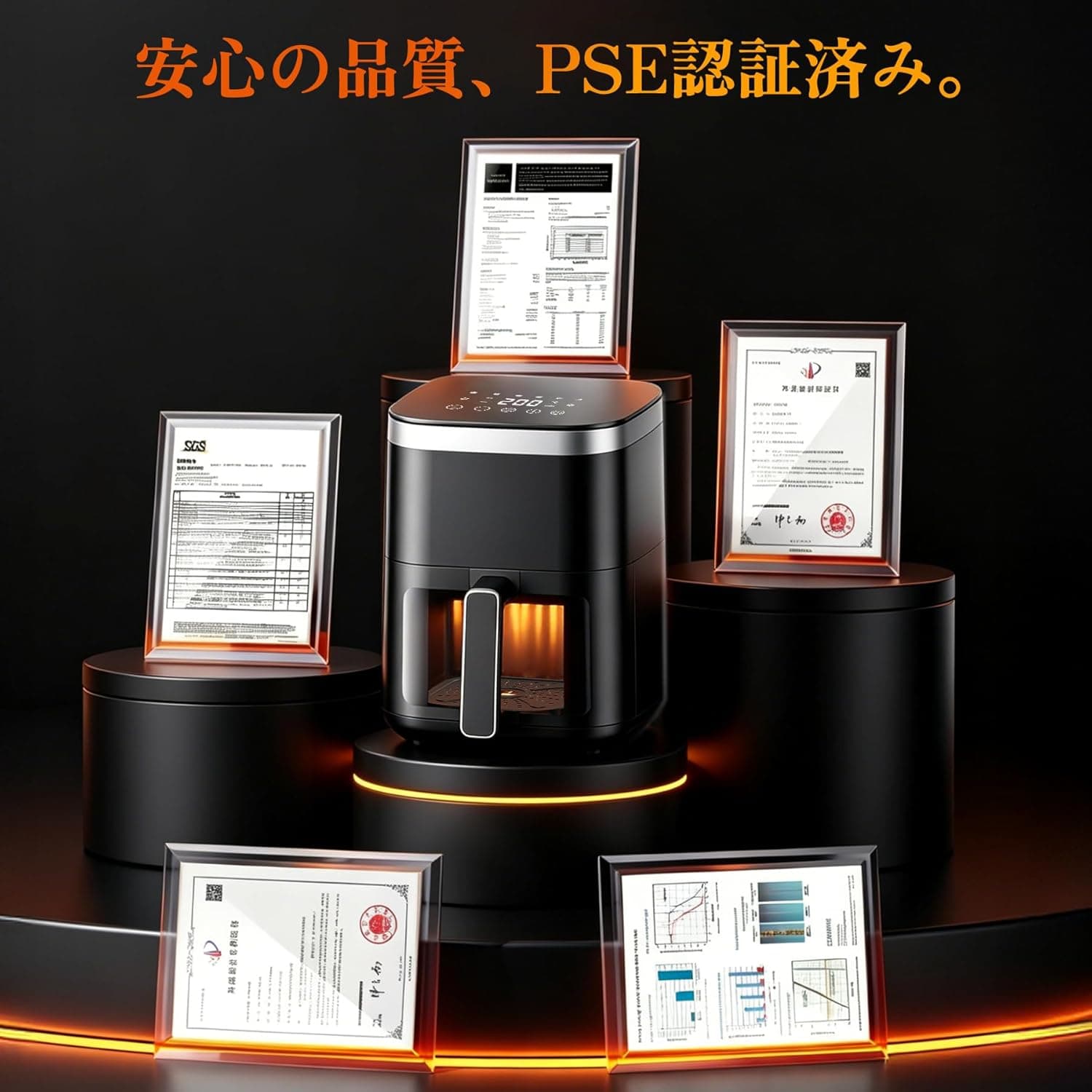 Wallfire ノンフライヤー 4.5L大容量 電気フライヤー ノンオイル 揚げ物 惣菜 1-5人 エアーフライヤー 時短でヘルシー LEDディスプレイ タッチパネル タイマー 温度調整 日本語説明書 日本語レシピ付き PSE認証済 黒色 8