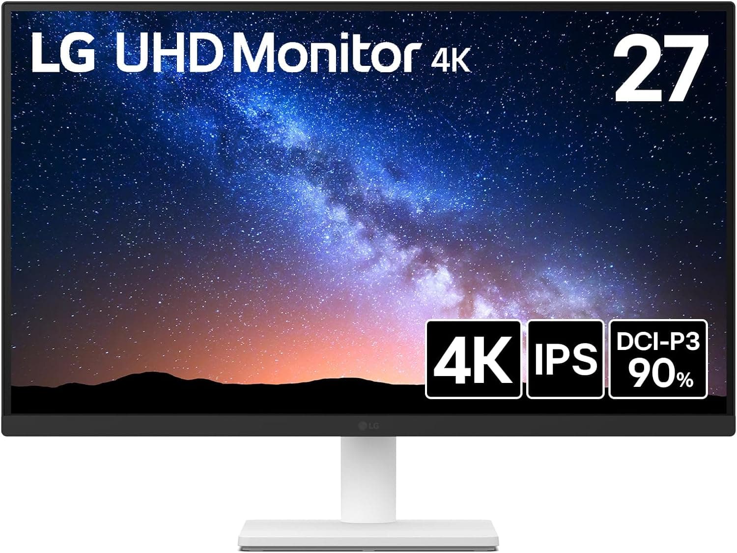 LG モニター ディスプレイ 27US500-W 27インチ/4K(3840×2160)/IPS/約10.7億色表示(8bit+FRC)/DCI-P3 90%/HDR/アンチグレア/HDMI×2/DisplayPort/フリッカーセーフ/ブルーライト低減モード/色覚調整/3辺フレームレス/3年安心・無輝点保証